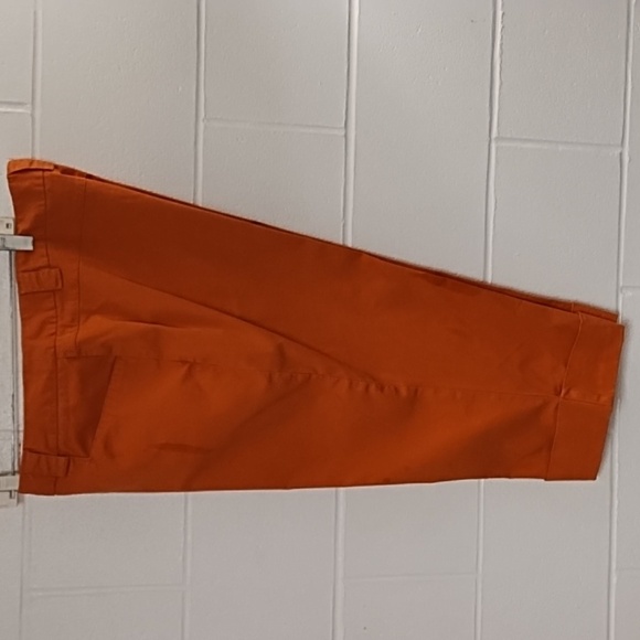 Venizia 18 Wide Cuff Stretch Cropped Trousers Smooth Back Front Pockets Orange - Picture 1 of 12